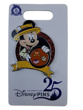 Disney Mickey Mouse 25th Anniversary Glitter Pin - Yellow, Black, Red, Orange
